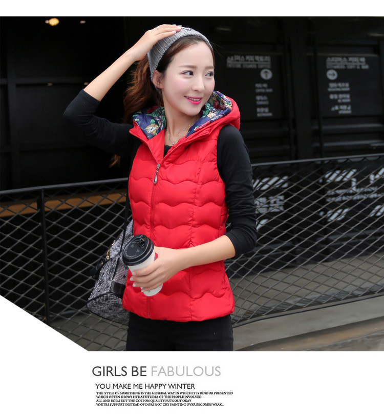 舶式2015秋冬新款轻薄款羽绒服马甲女修身短款韩版连帽外套 黑色 XL