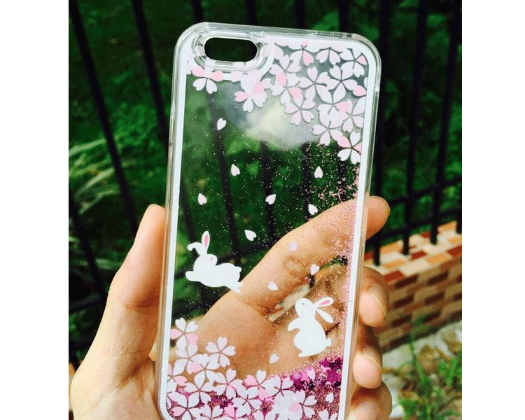 微品多 苹果6手机壳 iPhone6/6s/6plus/6splus樱花液体流沙透明保护套 小白猫 6plus
