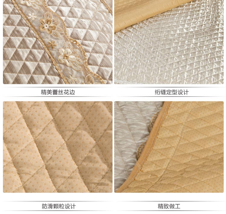 添富贵家纺 仿真丝真皮沙发垫  四季布艺防滑沙发巾套罩 一帘幽梦-灰 90*90cm