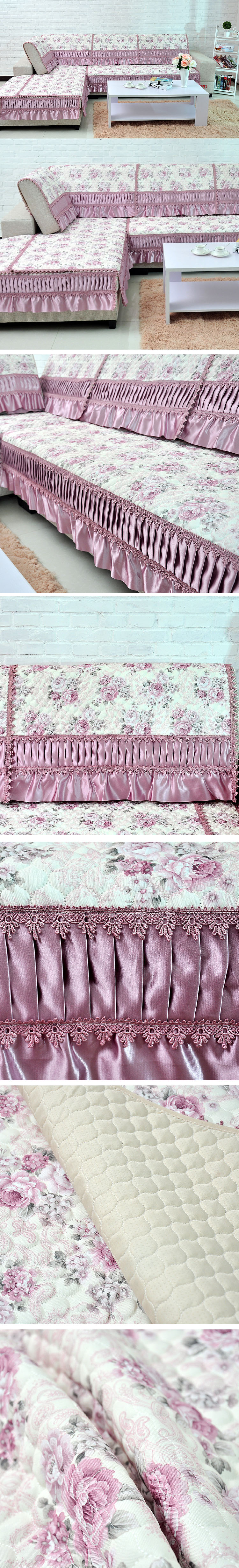 
                                        尚品屋 四季加厚防滑沙发垫欧式坐垫沙发套 飘窗垫沙发巾 花海紫色 105*210cm                