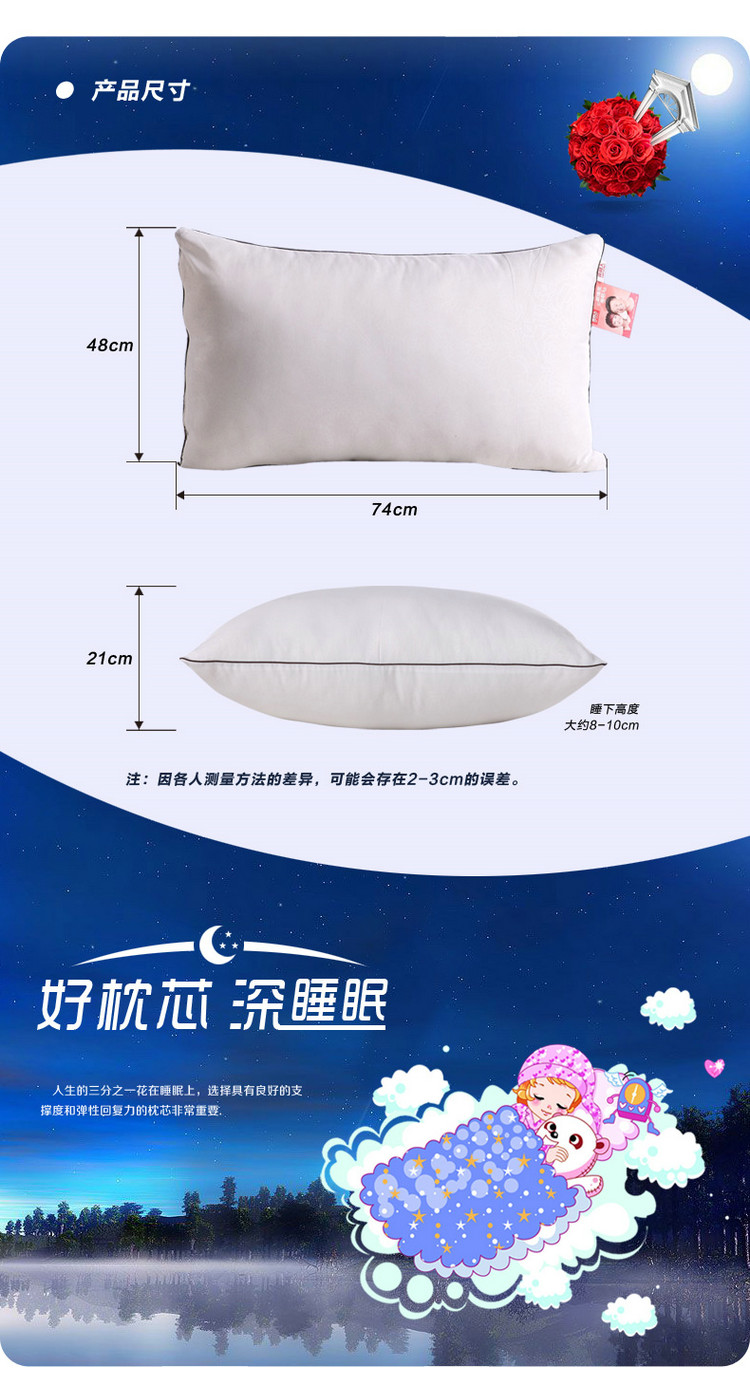 南极人家纺 舒适纤维弹力枕芯 单只 48cm*74cm(800g)
