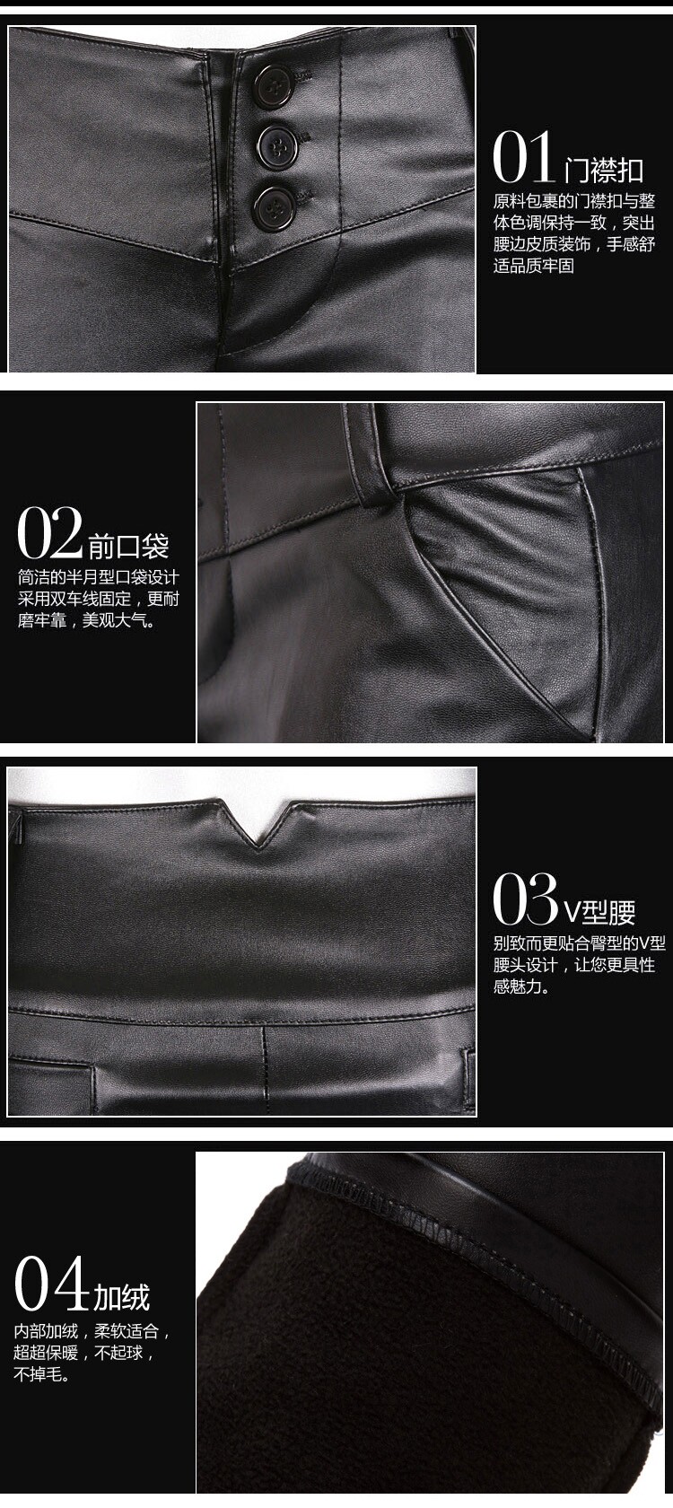 卡丹莎 货到付款2015新款韩版PU皮裤紧身显瘦铅笔裤打底靴裤 黑色 S