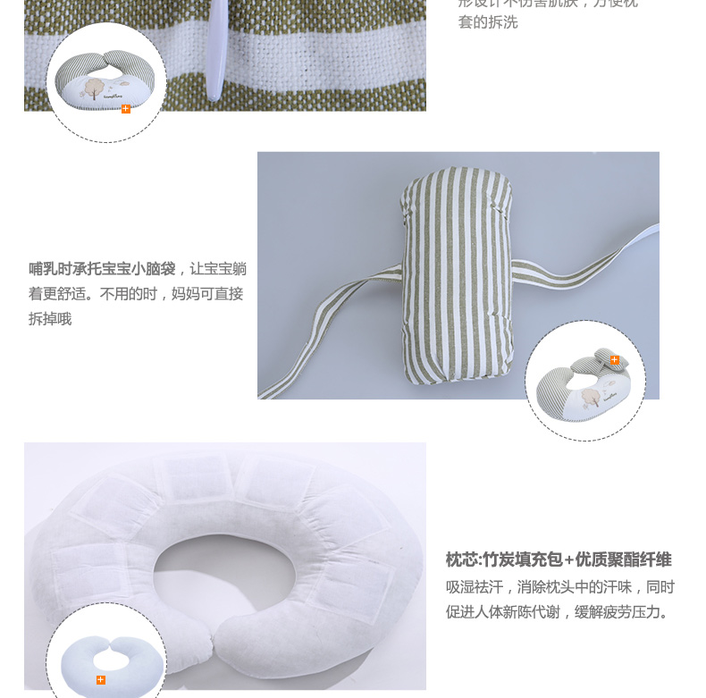
                                        
                                                            良良（liangliang） 孕妇护腰哺乳枕婴儿喂奶枕(竹碳U形款)70*55*8cm 沙茶色【麻棉枕套 四季通用】                