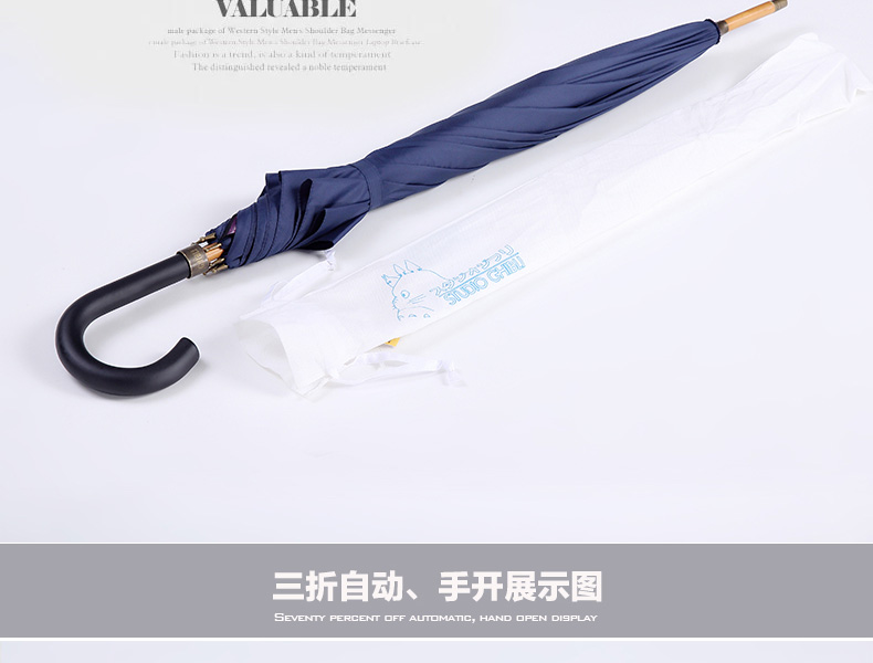 男士雨伞折叠创意女 太阳伞防紫外线晴雨伞日本梵高星空伞龙猫伞 三折自动-蓝色