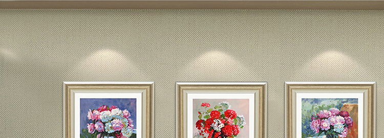 天顶山装饰画客厅三联画墙贴有框画背景墙画壁画花卉油画甜美清新田园欧式乡村酒店会所餐厅装饰画 E款单幅价 42X42cm