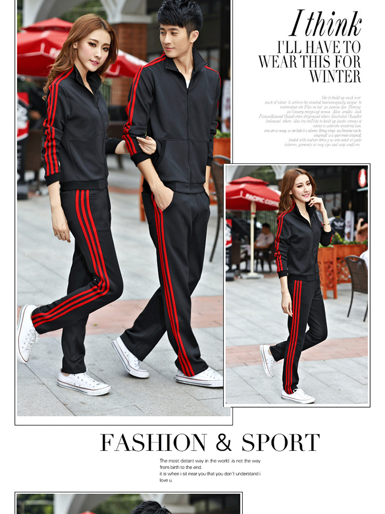 女装 卫衣 京娅轩 京娅轩2015秋季新品情侣运动套装韩版男女时尚休闲