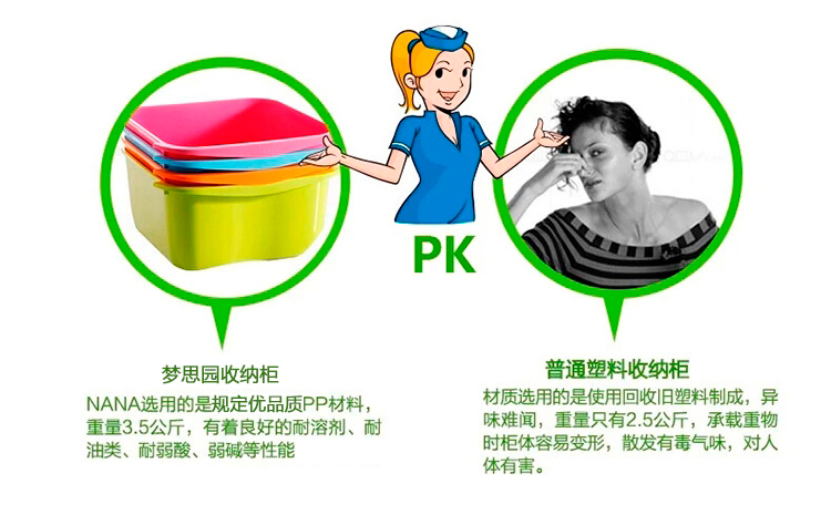 
                                        梦思园马卡龙色整理柜 塑料收纳箱 抽屉收纳柜衣服玩具收纳柜杂物衣物收纳柜 三层                