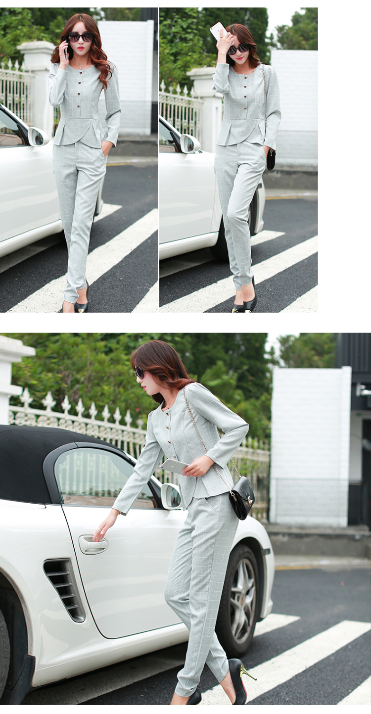 彤媛 2015秋季新款休闲裤女修身时尚休闲长袖套装女秋T509 米色 L