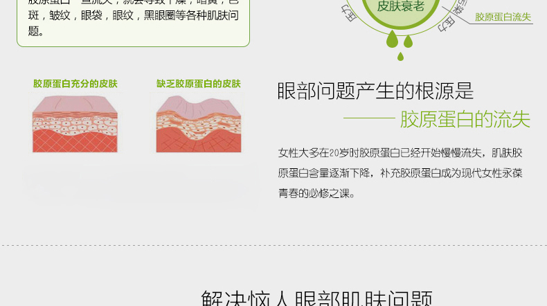 伊诗兰顿胶原蛋白眼膜贴淡化黑眼圈眼袋眼纹细纹补水保湿舒缓眼部疲劳男女 20包40片