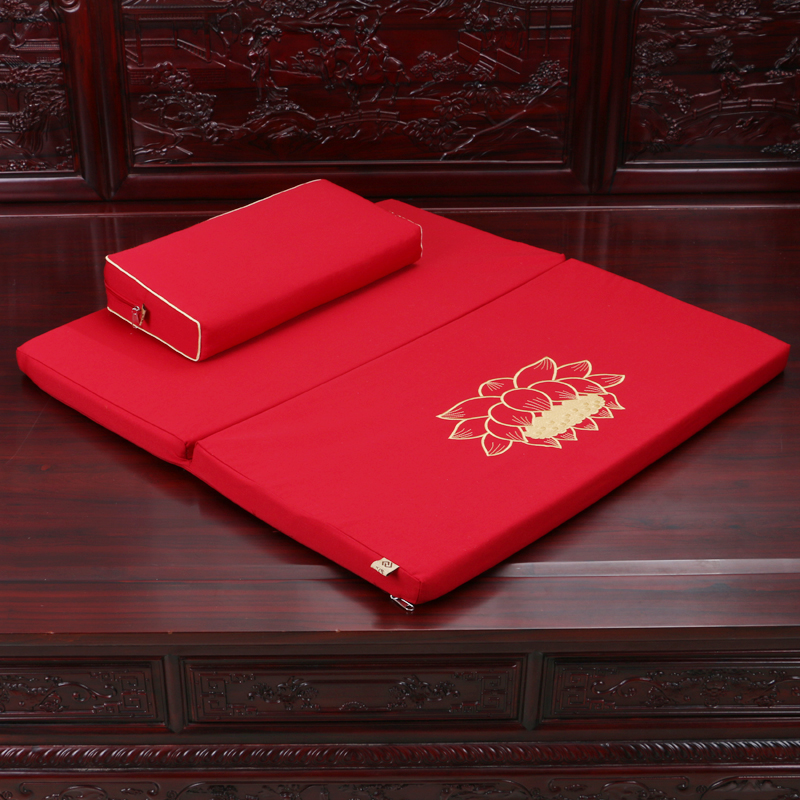 
                                        艺必旭 冬季亚麻刺绣禅修蒲团坐垫跪拜佛垫静坐拜垫椰棕海绵折叠瑜伽禅修多色  定制 紫 80*80棕全套                