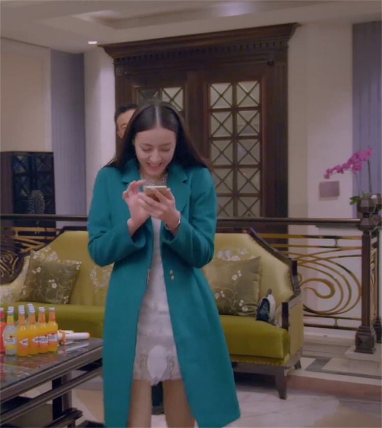 芮婕服装店*2015秋冬女装大衣克拉恋人高雯叶琪明星同款毛呢外套女 墨图片