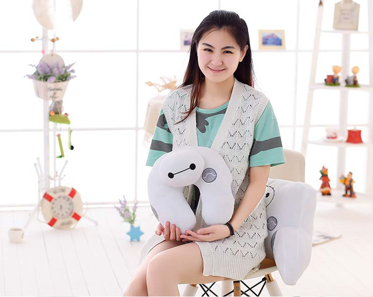 超能陆战队Baymax 大白毛绒公仔大白腰枕办公室靠垫卡通U型护颈枕 颈枕