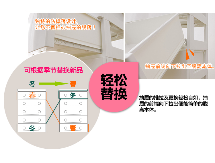 爱丽思IRIS环保塑料收纳柜儿童抽屉式衣物整理储物柜 HG-556 六层