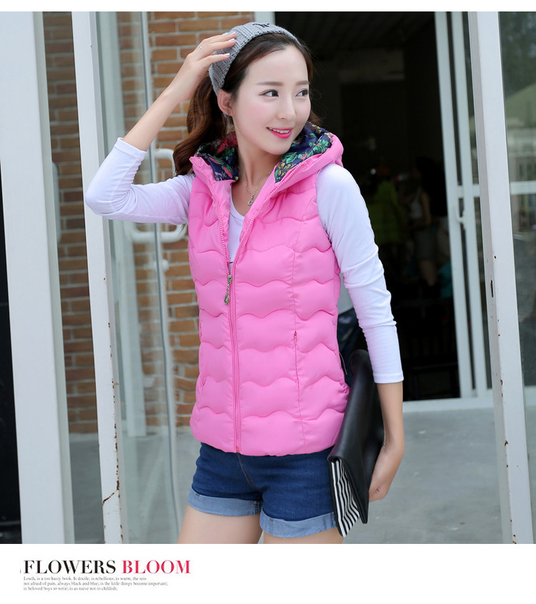 舶式2015秋冬新款轻薄款羽绒服马甲女修身短款韩版连帽外套 黑色 XL