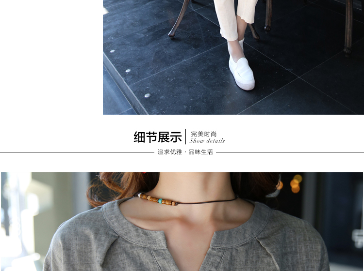 优和 2015秋装新款棉麻气质印花大码七分袖T恤女 TX075 蓝色 3XL