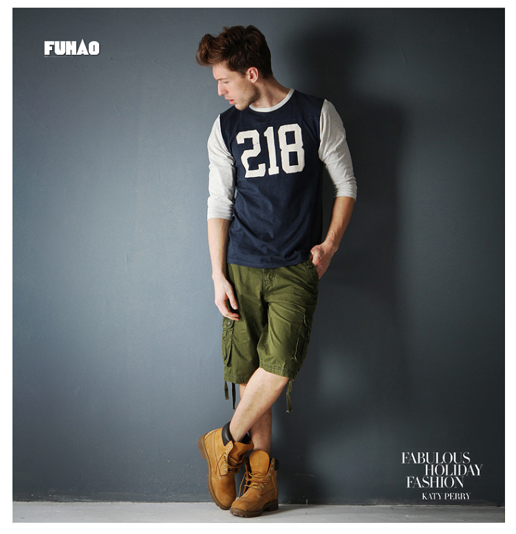 青年户外运动工装短裤男夏季纯棉多袋裤加肥加