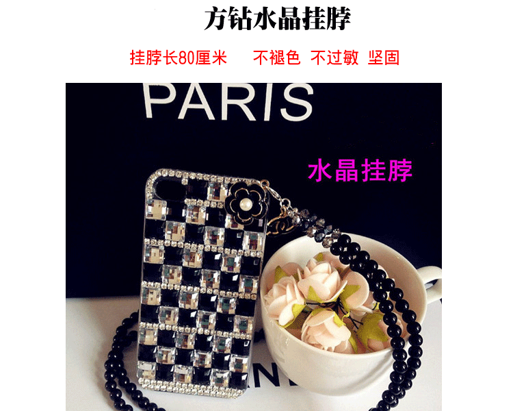 
                                        微品多 苹果6手机壳 iPhone6/6s/6plus/6splus 5s4s镶钻水晶挂绳 硅胶软壳粉白方钻 苹果6plus-5.5寸                