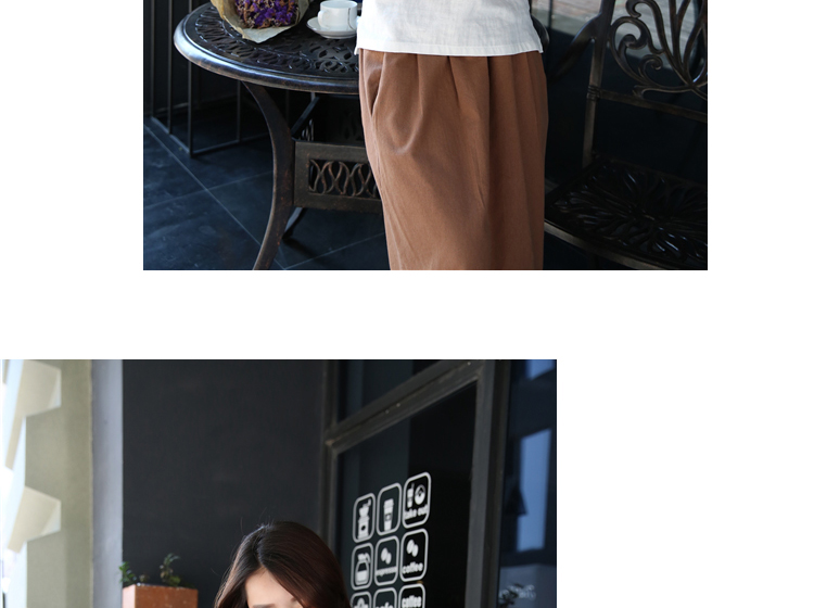 优和 2015秋装新款棉麻气质印花大码七分袖T恤女 TX075 蓝色 3XL