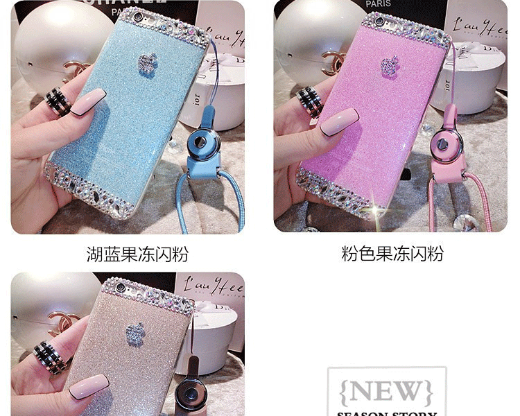 微品多 苹果6/6s手机壳  iPhone6/6splus 5s 挂绳果冻闪硅胶软套女 香槟 iPhone6 Plus/ 6s plus