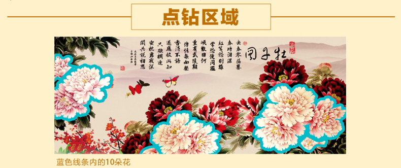 
                                        尚世纪钻石画十字绣3d客厅大画 5D钻石画圆钻花开富贵钻石绣牡丹图 十字绣满绣180*79cm 丝线                