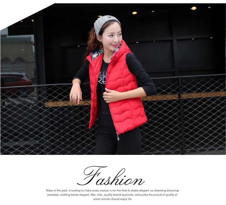 舶式2015秋冬新款轻薄款羽绒服马甲女修身短款韩版连帽外套 黑色 XL