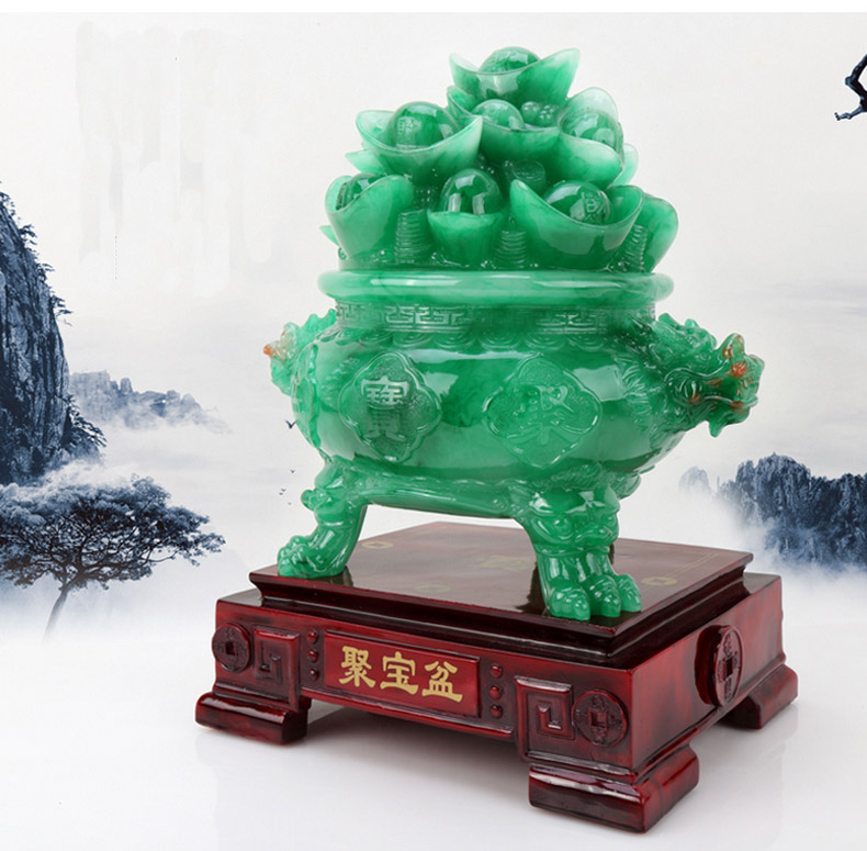 
                                        恋美 聚宝盆工艺品开业礼品工艺摆件 居家商务开业乔迁公司办公室商务礼品 XHY金色聚宝盆小号828J                