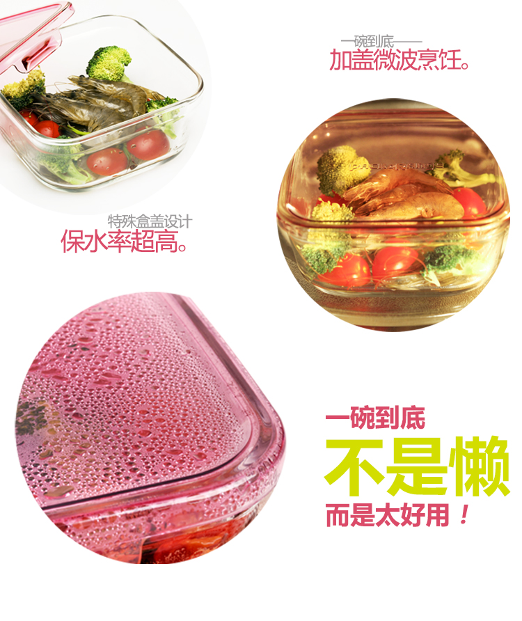 iwaki日本怡万家进口耐热玻璃保鲜饭盒可微波烤箱带饭便当盒