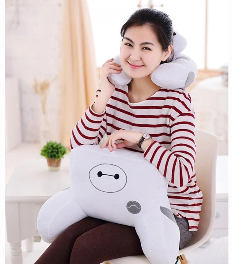 超能陆战队Baymax 大白毛绒公仔大白腰枕办公室靠垫卡通U型护颈枕 颈枕