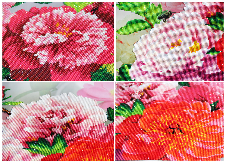 画艺术 钻石画新款满钻5D砖石画花开富贵牡丹花全贴钻石绣客厅大幅挂画贴钻十字绣钻石绣 满钻国色天香120*46cm