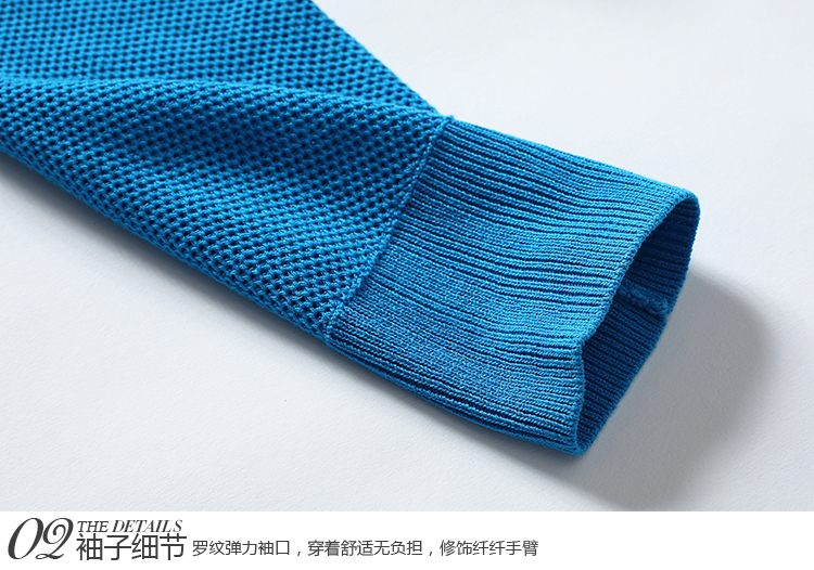 AINUOER.MY2016春装新款针织衫女修身打底衫短款长袖套头百搭上衣 蓝色 M