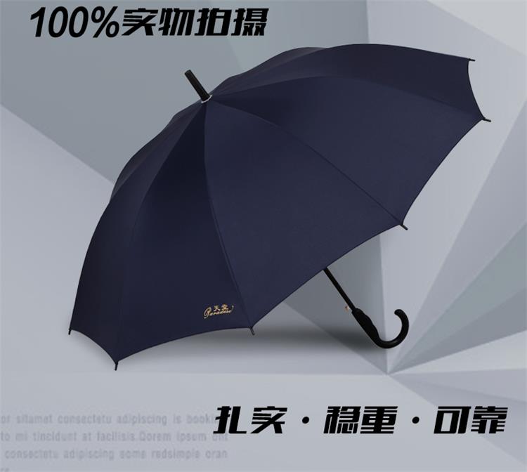 天堂伞长柄雨伞男士超大半自动直杆伞双人商务伞高密碰击布强拒水加大加固晴雨伞广告伞193E 15款藏青色(超大伞面可容纳2-3人)