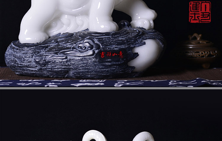 聚善缘 家居装饰品 招财摆件 吉祥如意大象摆件 白玉色大象 乔迁开业送礼 富贵吉祥木纹象