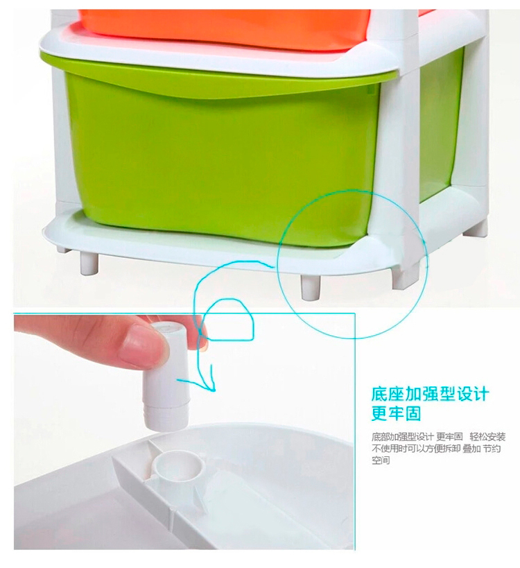 
                                        梦思园马卡龙色整理柜 塑料收纳箱 抽屉收纳柜衣服玩具收纳柜杂物衣物收纳柜 三层                