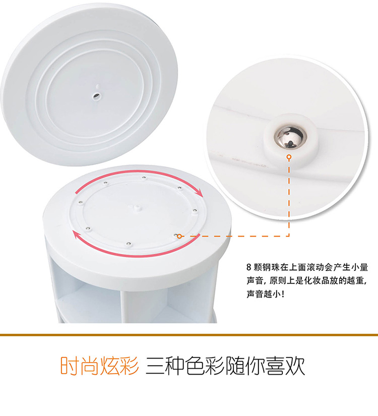 双庆旋转收纳盒 多功能360度创意整理架桌面化妆品收纳架置物架1079 白色