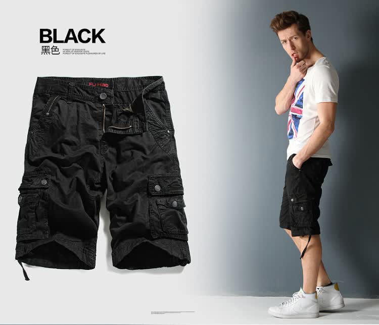 青年户外运动工装短裤男夏季纯棉多袋裤加肥加