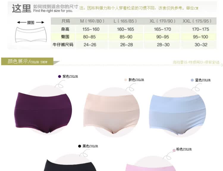 浪莎langsha<em>内裤女</em>纯棉中腰 加肥大码内裤胖m