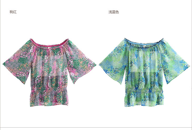 京东商城 茵曼2014新款女夏装中袖雪纺衫 蕾丝