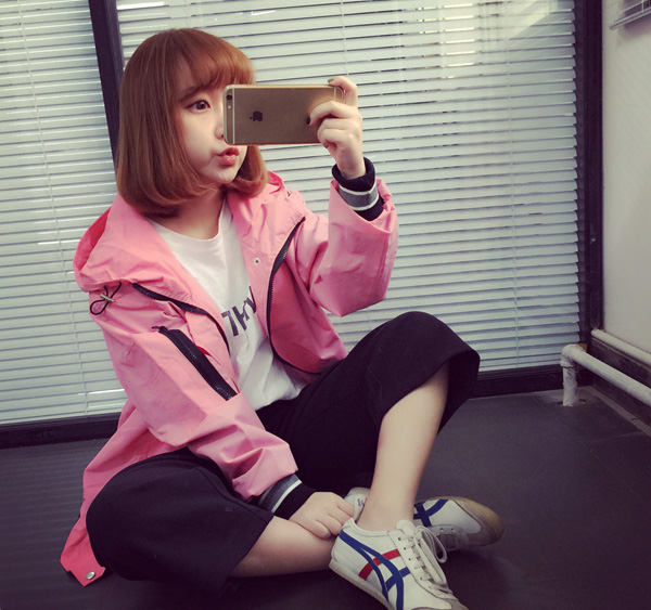 珂薇妮2015韩国秋冬加棉加厚学院风宽松学生工装外套女 BF原宿风冲锋夹克风衣潮 黑色加棉 M