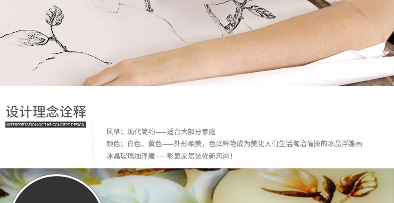 全悦 树脂浮雕画立体沙发背景墙壁画客厅装饰画玻璃冰晶画三联现代挂画 60*60CM