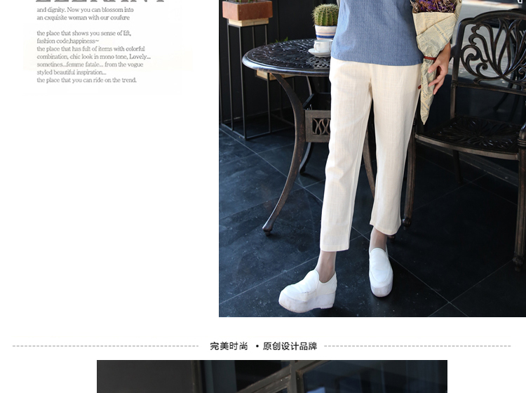 优和 2015秋装新款棉麻气质印花大码七分袖T恤女 TX075 蓝色 3XL