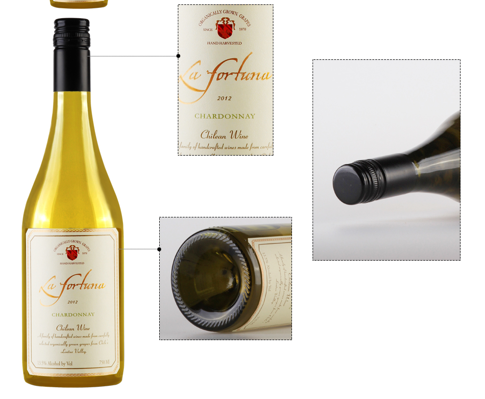 智利原装进口红酒幸运女神经典莎当妮白葡萄酒