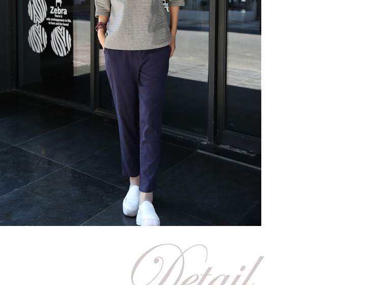 优和 2015秋装新款棉麻气质印花大码七分袖T恤女 TX075 蓝色 3XL