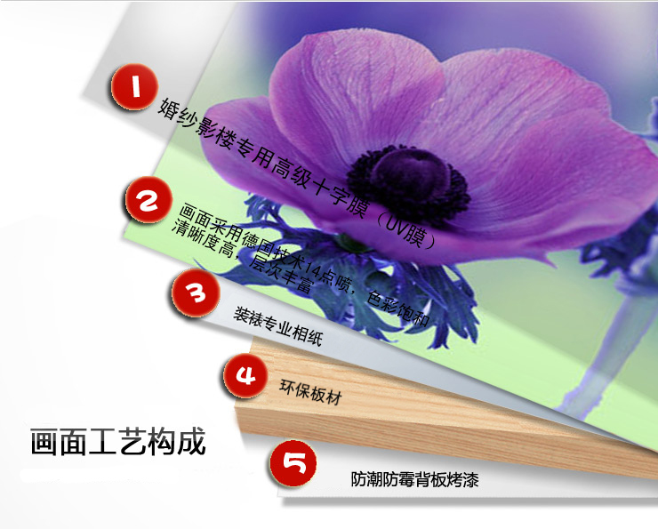 
                                        优柯 装饰画现代简约壁画欧式无框画客厅卧室床头咖啡厅酒吧挂画 紫色格桑花三幅 9mm60*60cm(1套)                