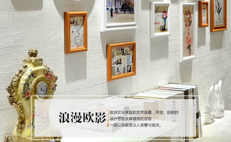 
                                        全悦 18框复合实木欧式风格照片墙创意相框组合相片墙 白胡+浪漫欧影画芯                