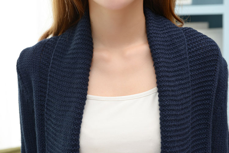 韩伊璐2015秋冬新款女装休闲长袖中长款针织衫毛衣开衫外套女 8107 灰色 均码