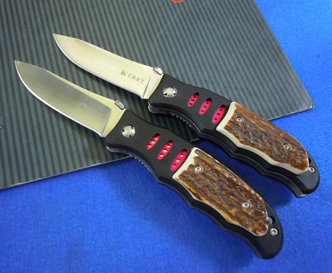 金文丰keenth哥伦7122S哨兵折刀 精镶鹿角手柄 户外多功能工具折刀水果刀 随身小刀