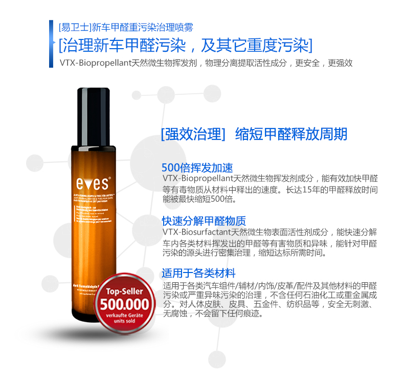 德国进口汽车除味剂 新车除甲醛除异味喷雾车用甲醛清除剂 车内除味剂光触除臭空气净化剂包邮 汽车除醛净味大礼包