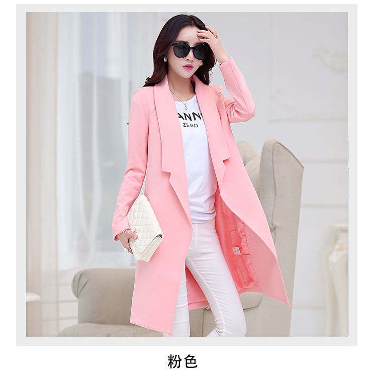 古罗美 2015秋季新款女士西服中长款休闲外套大码显瘦上衣时尚风衣小西装潮 252 天蓝色 M