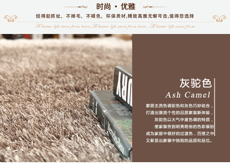 
                                        雪之恋 弹力丝地毯 客厅茶几地毯 卧室地毯加密加厚 深灰色 120*170CM                