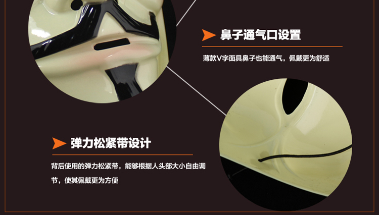 仕彩 珍藏版电影主题面具 V字仇杀树脂面具v字面具仇杀队面具 白色